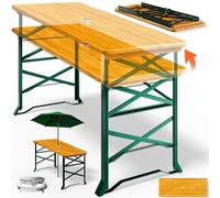 Deuba Table Pliante en Bois 170x50x75/105 cm Hauteur réglable Table Haute avec Trou pour Parasol Table de Jardin Pliable