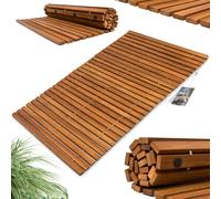 DEUBA® Tapis de bain en bois Tapis de sol antidérapant en bois d'acacia Caillebotis salle de bain 76 cm x 50 cm