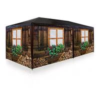 Deuba Tente de réception 6x3m Design Chalet Bois alpage 6 parois latérales Amovibles Après-Ski fête de la bière Oktoberfest 18m²