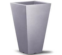 Deuba Vénitien Pot de Fleurs Capri Gris 35x35x55 cm carré en Plastique Robuste et résistant aux intempéries intérieur extérieur
