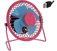 Deuba Ventilateur de Table USB Mini métal inclinable à 360° Ø 13,5 cm Interrupteur Marche/arrêt Grille de Protection électrique Rose et Bleu