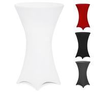 DEUBAŽ Housse de Table de Bar bistrot Ronde Blanche Ř80-85 cm Nappe Mange Debout Protection Table de Cocktail Tissu Stretch