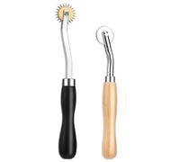 Deudy Lot de 2 roues de suivi, de patron de couture avec poignée en bois, roulette de copiage, roue de suivi, roulette de suivi, roulette de couture pour le bricolage du cuir