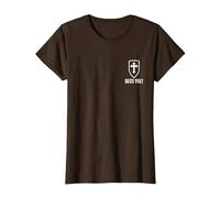 Deus Lo Vult Costume de Chevalier templier Croix I Deus Vult T-Shirt, Femme, Marron, M