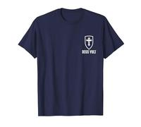 Deus Lo Vult Costume de Chevalier templier Croix I Deus Vult T-Shirt, Homme, Bleu Marine, XL