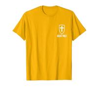 Deus Lo Vult Costume de Chevalier templier Croix I Deus Vult T-Shirt, Homme, Doré Vif, XXL