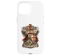 Deus Vult in Hoc Signo Vinces Chevalier Latin Médiéval Croisé Coque pour iPhone 15