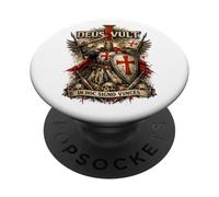 Deus Vult in Hoc Signo Vinces Chevalier Latin Médiéval Croisé PopSockets PopGrip Adhésif