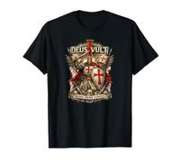 Deus Vult in Hoc Signo Vinces Chevalier Latin Médiéval Croisé T-Shirt