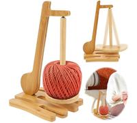 Deuson Dérouleur de laine en bois, porte-fil, support de laine rotatif, support magnétique rotatif, bobine de laine avec support de téléphone, design de notes, pour crochet, accessoires de tricot