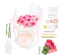 Deuson Kit de crochet pour débutants - Bouquet de fleurs artificielles et bouquet de tulipes - Avec tutoriel vidéo détaillé - Pour fêtes et cadeaux d'anniversaire (rose rose)