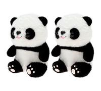 Deuson Lot de 2 doudous, panda, en peluche, douce, jeu de couleurs noir et blanc, cadeau pour poupée, jouet d'accompagnement émotionnel, sommeil apaisant (noir et blanc)