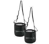 Deuson Lot de 2 Sacs à Nourriture pour Chevaux - en Nylon - Heavy Duty Breathable - avec Sangle réglable et Clip - pour l'extérieur et l'intérieur - Noir
