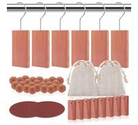 Deuson Lot de 42 protections anti-mites en bois de cèdre pour armoire, boules anti-mites, copeaux de bois de cèdre avec crochets en métal, résistants à l'humidité, pour cintres, tiroirs (marron)