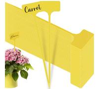 Deuson Lot de 50 étiquettes de plantes en plastique de type T - Étiquettes imperméables pour maternelle - Jaune - Réutilisables - Pour jardin, maison agricole