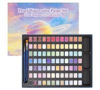 Deuson Lot de 84 peintures aquarelles avec pinceau et pinceau fin, emballage de boîte portable, pour artistes, professionnels, adultes et enfants (84 couleurs)