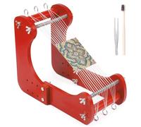 Deuson Métier à tisser surélevé réglable en bois, cadre à perles avec 4 réglages de longueur, cadre à tisser, design d'inclinaison ergonomique, pour bracelets, colliers, ceintures (1, marron rouge)