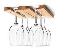 Deuson Support de verre à vin en bois de 28 cm à suspendre sous l'armoire avec 8 vis de montage sans perçage