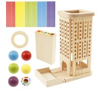 Deuson Tour d'apprentissage des couleurs, jeu de dés 3 en 1 en bois, jeu de société en bois, favorise la motricité fine et la reconnaissance des couleurs des enfants, jouet éducatif pour enfants