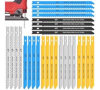 Deuson U-Shank - Lot de 28 lames de scie à chanvre HCS/HSS - Avec coffret de rangement - Bois robuste et marteau de coupe en métal - Remplacement 6TPI-32TPI - Pour couper le plastique du bois et du