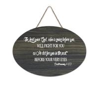 Deuteronomy 1:30 Panneau en bois rustique à suspendre avec inscription « The LORD Your God, Who Is Going before You, Will Fight for You, As He Did for You I », décoration murale en bois rustique pour