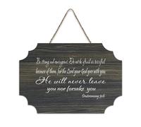 Deuteronomy 31:6 Plaque en bois avec inscription « Be Strong And Courageous, Do Not Be Afraid Or Terrified Because of Them » 15,2 x 25,4 cm - Décoration murale en bois pour porte d'entrée, salon