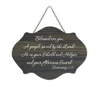 Deuteronomy 33:29 Blessed Are You, A People Saved by The Lord! He Is Your Shield And Helper And Your Rustic Wood Sign Décoration murale en bois pour salon, chambre à coucher, porte, fenêtre, maison