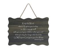 Deuteronomy 4:40 Keep His Word, Which He Gives May Go Well with You And Your Children After You, May Wood Sign 15,2 x 25,4 cm Décoration murale en bois pour porte d'entrée, salon, cuisine