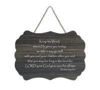 Deuteronomy 4:40 Keep His Word, Which He Gives May Go Well with You And Your Children After You, panneau de bienvenue en bois rustique pour porte d'entrée, porche, salle de classe, club de café