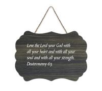 Deuteronomy 6:5 Love The Lord Your God with All Your Heart And with Wood Sign Décoration murale rustique à suspendre pour porte d'entrée, salon, cuisine 15,2 x 25,4 cm