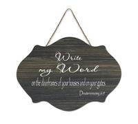 Deuteronomy 6:9 Panneau en bois rustique à suspendre avec citation « Write My Word on The Doorframes of Your Houses And on Your Gates » - Décoration murale pour salon, chambre à coucher, porte