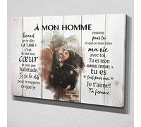 Deutsam Toile personnalisée Pour mon mari cadeau de Saint-Valentin avec sa propre photo Cadeau Saint-Valentin Fête des mères Fête des pères Tableau toile