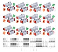 Deutsch DT Lot de 150 connecteurs gris à 4 broches, taille 16, contacts solides, connecteur de câble électrique étanche avec fiche d'étanchéité pour camion, véhicule tout-terrain, marine, câblage