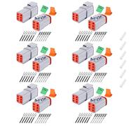 Deutsch DT Lot de 6 connecteurs électriques étanches à 6 broches avec contacts estampés et joint pour camion, véhicules tout-terrain, construction, agriculture, marine, moto