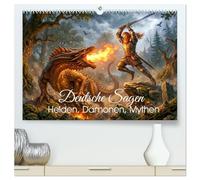 Deutsche Sagen - Helden, Dämonen, Mythen (hochwertiger Premium Wandkalender 2027 DIN A2 quer), Kunstdruck in Hochglanz: Epische Illustrationen ... - mystisch, dynamisch und voller Legenden.