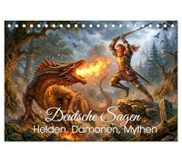 Deutsche Sagen - Helden, Dämonen, Mythen (Tischkalender 2027 DIN A5 quer), CALVENDO Monatskalender: Epische Illustrationen deutscher Sagen - mystisch, dynamisch und voller Legenden.