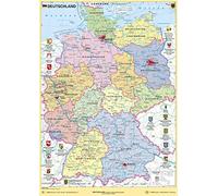Deutschland politisch mit Bundesländerwappen umweltfreundliches Lernposter NEUE AUFLAGE