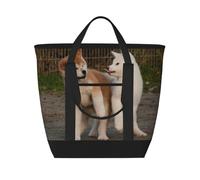 Deux adorables chiens Akita,Sacs à lunch isothermes de grande capacité pour femmes et hommes