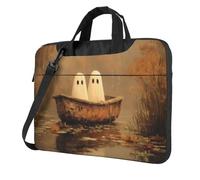 Deux adorables fantômes en Drap dans Une Barque en Bois - Housse rembourrée pour Ordinateur Portable - Convient aux Femmes et aux Hommes