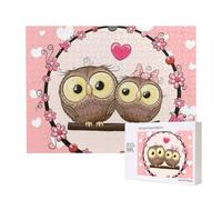 Deux adorables hiboux de Dessin animé,Puzzle Familial en Bois de 500 pièces pour Adultes et Adolescents, décoration d'intérieur