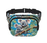 Deux adorables koalas imprimé sac banane multifonctionnel sac messager tendance unisexe sac de rangement de sport de voyage