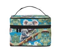 Deux adorables koalas Trousse de maquillage de voyage pour femme (22,9 x 16,5 x 15,7 cm) portable de grande capacité, grande trousse de rangement pour filles, noir, One Size