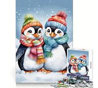 Deux adorables Pingouins dans Un décor Hivernal Puzzle de 1000 pièces pour Adolescents Exercices de logique Jeu Facile et Amusant Bords Nets Cadeau Symbolique (38x52cm)