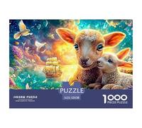 Deux agneaux, colombes et Navire dans Un Paysage coloré Puzzle De 1000 Pièces Monceaux de rêve Jeu De Défi pour Hommes, Femmes Et Personnes Âgées 52x38cm/1000pcs