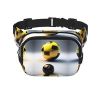 Deux ballons de football de différentes tailles carré double couche sac banane pour activités de plein air telles que le sport, les voyages, la randonnée, le cyclisme, Noir , Taille unique