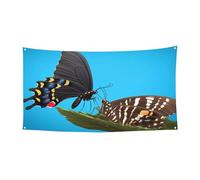 Deux beaux drapeaux de fête en forme de papillons, décoration extérieure et intérieure, durable et résistant aux UV, parfait pour un anniversaire, Halloween, et plus encore