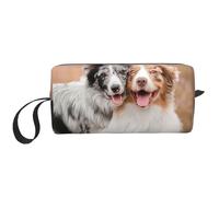 Deux Berger Australien Border Collie, Trousse de Maquillage Trousse à cosmétiques Trousse de Toilette de Voyage Portable Pochette de Maquillage