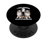Deux bergers australiens, propriétaires de Chiens de Berger australiens Maman Papa Duo PopSockets PopGrip Adhésif