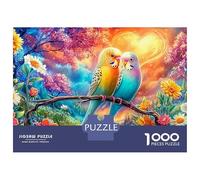 Deux Budgies avec Un Soleil en Forme de cœur Puzzle De 1000 Pièces Perroquet coloré Éducatif Et De Défiant, Recyclé 38x26cm/1000pcs