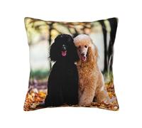 Deux Caniche Royal Automne, Housse de Coussin décorative, taie d'oreiller en Polyester Doux, 45x45 cm